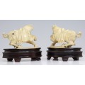 grup statuar " Qilin ". sculpturi in fildes. China pre-1940